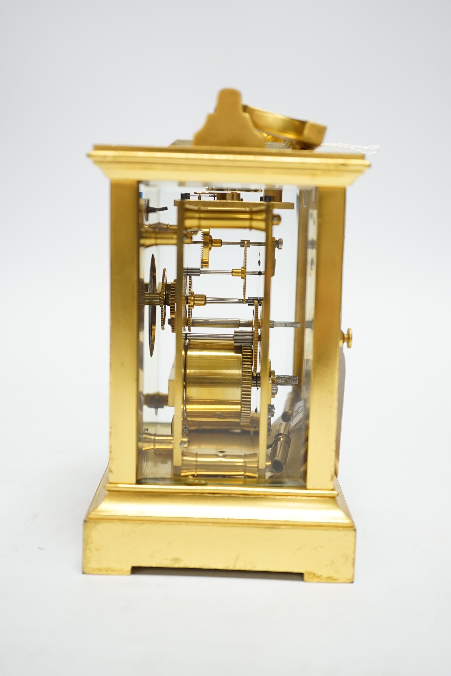 A French brass carriage timepiece, 12cm